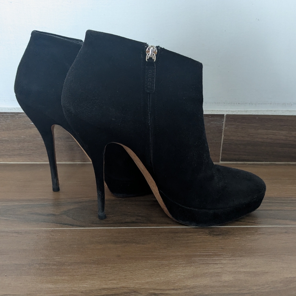 Gucci Black Suede Platform Ankle Boots